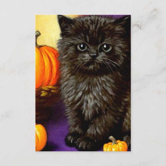 Vintage Halloween Kitten Enclosure Card (Front)