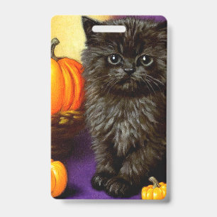 Vintage Halloween Kitten ID Badge