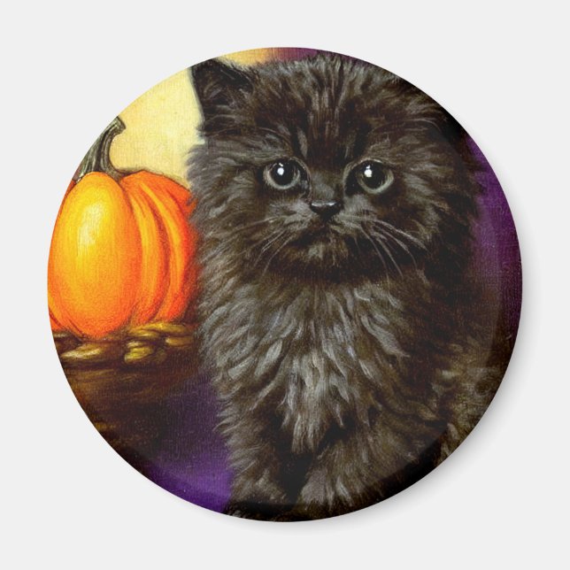 Vintage Halloween Kitten Magnet (Front)