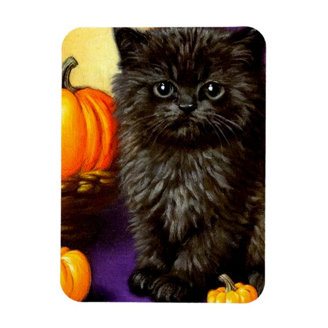 Vintage Halloween Kitten Magnet (Vertical)