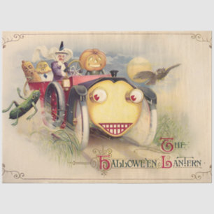 Vintage Halloween Lantern Greetings Decoupage Tissue Paper