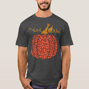 Vintage Halloween Leopard Pumpkin Autumn Thanksgiv T-Shirt