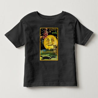 Vintage Halloween Man In The Moon Watching Witch Toddler T-Shirt