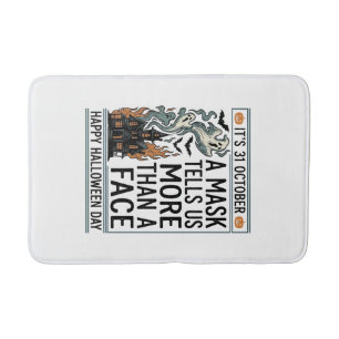 Vintage Halloween Mask Quote Vector Design_1 Bath Mat
