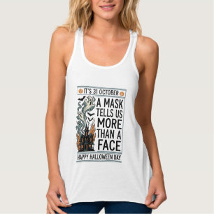 Vintage Halloween Mask Quote Vector Design_1 Singlet