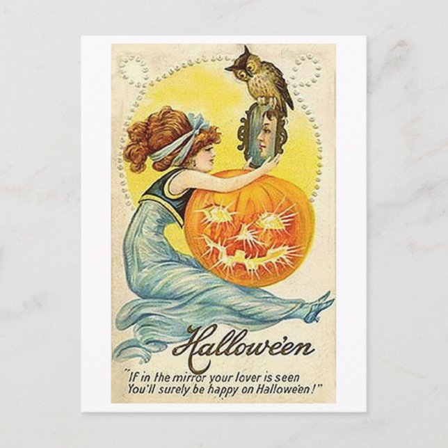 Vintage Halloween Mirror Card (Front)