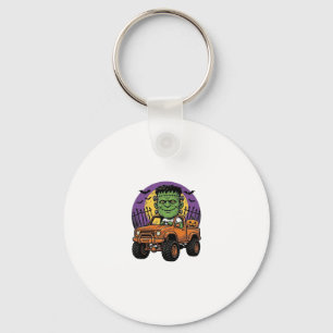 Vintage Halloween Monster Truck Pumpkin Shirt_1 Key Ring
