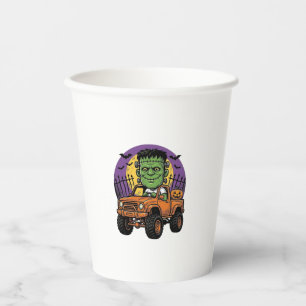 Vintage Halloween Monster Truck Pumpkin Shirt_1 Paper Cups