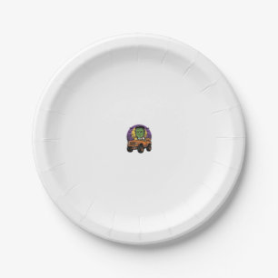 Vintage Halloween Monster Truck Pumpkin Shirt_1 Paper Plate
