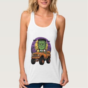 Vintage Halloween Monster Truck Pumpkin Shirt_1 Singlet