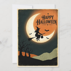 Vintage Halloween Moon Card
