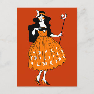 Vintage Halloween Moonlight Fairy Postcard