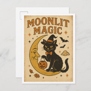 Vintage Halloween Moonlit Magic Postcard