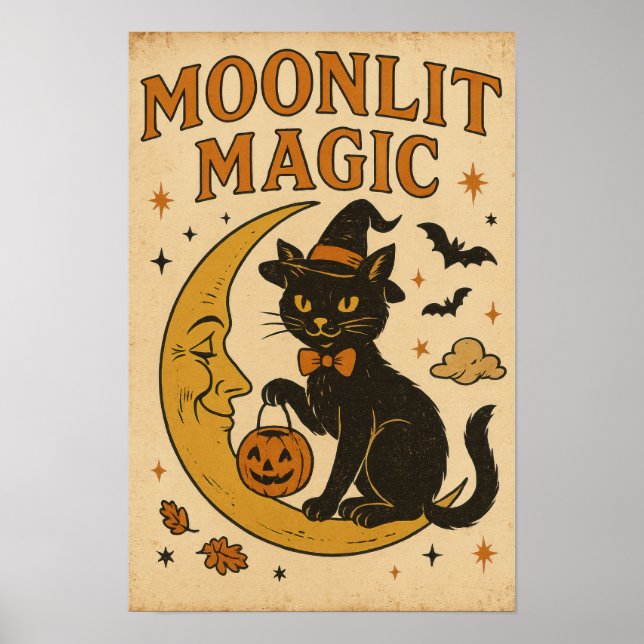 Vintage Halloween Moonlit Magic Poster (Front)
