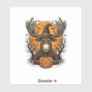 Vintage Halloween Moose Pumpkin Witch Hat Shirt_1