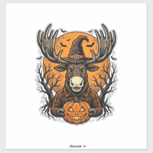 Vintage Halloween Moose Pumpkin Witch Hat Shirt_1