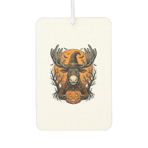 Vintage Halloween Moose Pumpkin Witch Hat Shirt_1 Car Air Freshener
