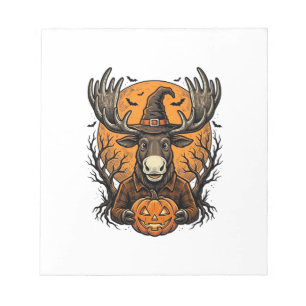 Vintage Halloween Moose Pumpkin Witch Hat Shirt_1 Notepad