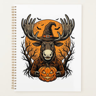 Vintage Halloween Moose Pumpkin Witch Hat Shirt_1 Planner