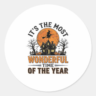 Vintage Halloween Most Wonderful Time Shirt Design Classic Round Sticker