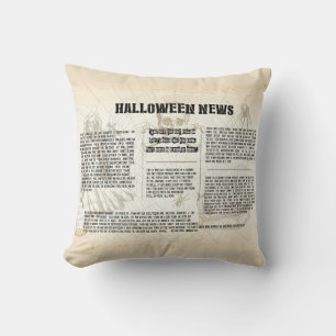 Vintage Halloween Newspaper Cushion