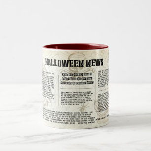 Vintage Halloween Newspaper Two-Tone Coffee Mug