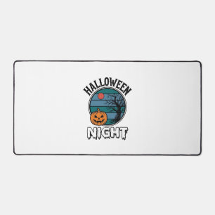 Vintage Halloween Night Pumpkin Tree Shirt Design_ Desk Mat