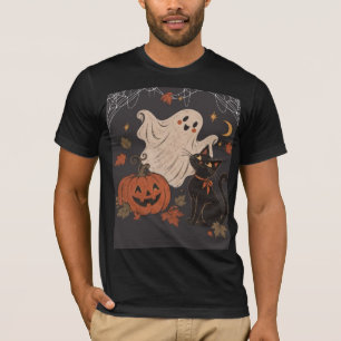 Vintage Halloween Night with Pumpkin and Ghost T-Shirt