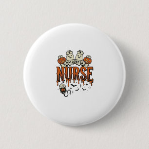 Vintage Halloween Nurse Ghost Pumpkin Design_1 6 Cm Round Badge