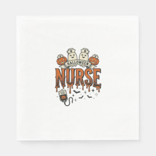Vintage Halloween Nurse Ghost Pumpkin Design_1 Napkin