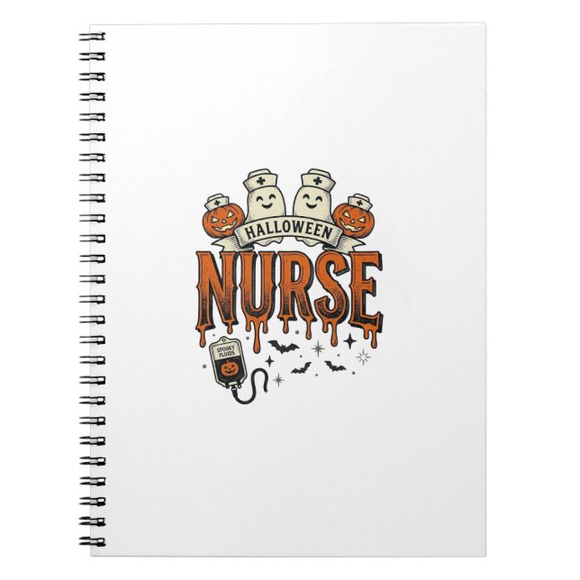 Vintage Halloween Nurse Ghost Pumpkin Design_1 Notebook (Front)