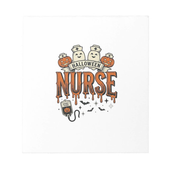 Vintage Halloween Nurse Ghost Pumpkin Design_1 Notepad (Front)