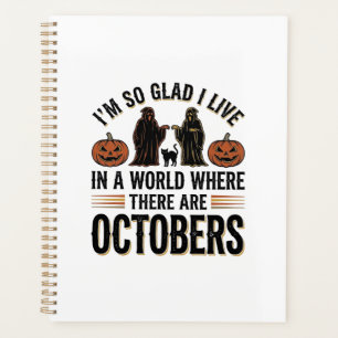 Vintage Halloween October Quote Pumpkin Cat Design Planner