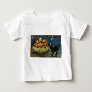 Vintage Halloween Party Black Cat Baby T-Shirt