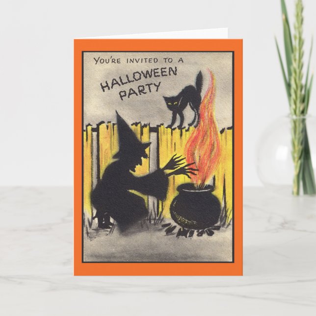 Vintage Halloween Party Card (Front)
