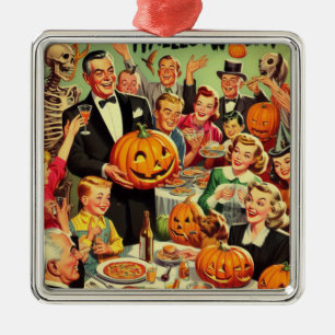 Vintage Halloween Party Illustration Metal Tree Decoration