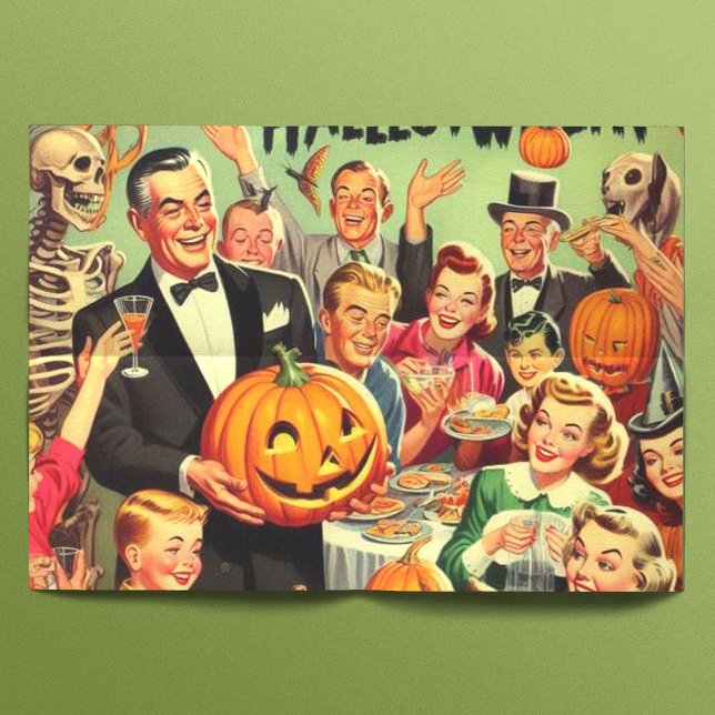 Vintage Halloween Party Illustration Tissue Paper (Creator Uploaded)