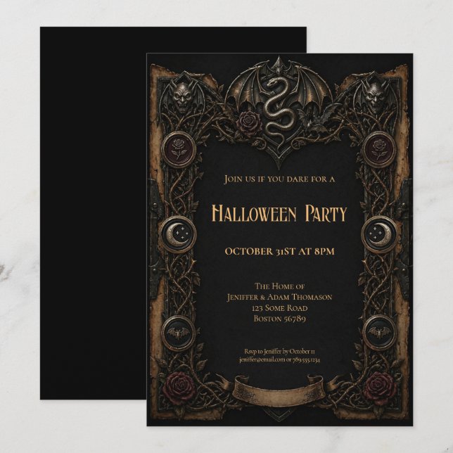 Vintage Halloween Party invitation (Front/Back)