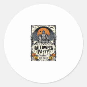 Vintage Halloween Party No Tricks Just Treats Desi Classic Round Sticker