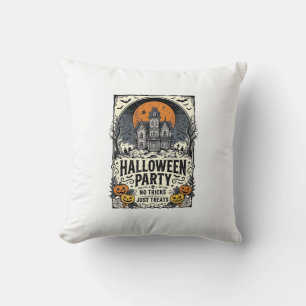 Vintage Halloween Party No Tricks Just Treats Desi Cushion