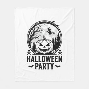 Vintage Halloween Party Pumpkin Witch Shirt Design Fleece Blanket