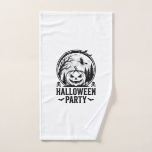Vintage Halloween Party Pumpkin Witch Shirt Design Hand Towel