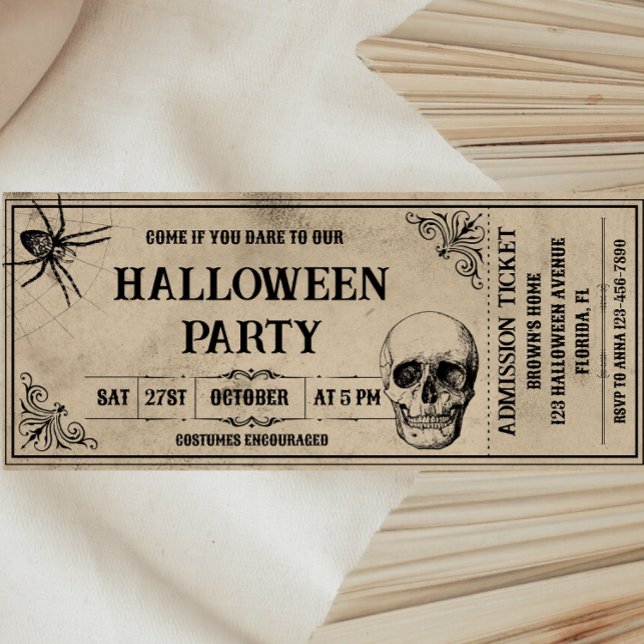 Vintage Halloween Party Ticket Invitation (Creator Uploaded)