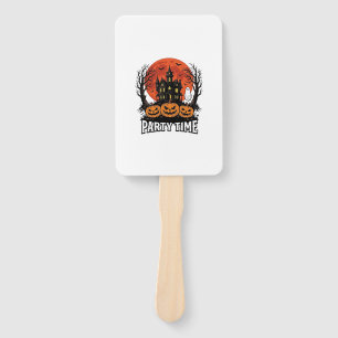 Vintage Halloween Party Time Ghost Pumpkin Shirt_1 Hand Fan