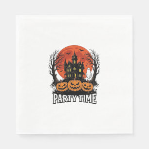 Vintage Halloween Party Time Ghost Pumpkin Shirt_1 Napkin