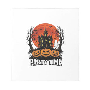 Vintage Halloween Party Time Ghost Pumpkin Shirt_1 Notepad