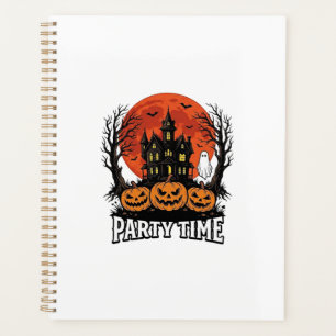 Vintage Halloween Party Time Ghost Pumpkin Shirt_1 Planner