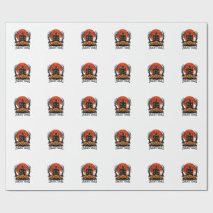 Vintage Halloween Party Time Ghost Pumpkin Shirt_1 Wrapping Paper