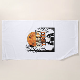 Vintage Halloween Party Time Witch Cauldron Shirt_ Beach Towel