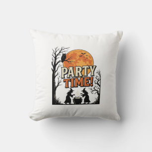 Vintage Halloween Party Time Witch Cauldron Shirt_ Cushion
